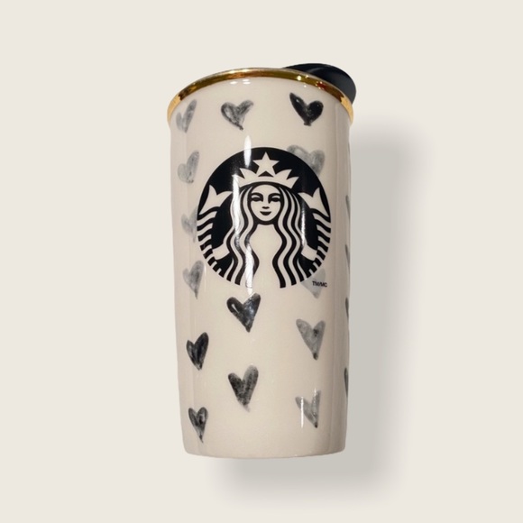Starbucks Other - *SOLD* Starbucks Black Heart Ceramic Tumbler